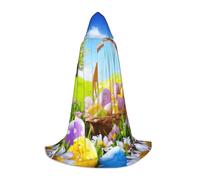 YQxwJL Happy Easter Print - Mantello per Halloween, con cappuccio, lungo, unisex, per feste in maschera e giochi di ruolo