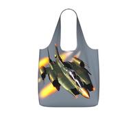 YQxwJL Jet Fighters Stampa Pieghevole Tote Bag Riutilizzabile Shopping Bag Resistente allo strappo Borsa della spesa Per Lavoro Viaggi Capacità 25l, nero, One Size, Zaini Tote