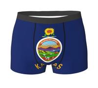 YQxwJL Kansas State Flag Print Essentials - Boxer da uomo, comodi e morbidi, elastici, Nero , M