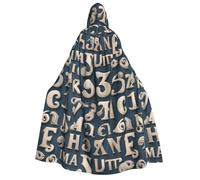 YQxwJL Lettera e numero Stampa a figura intera con cappuccio Mantello Lungo Mantello Cosplay per Natale Carnevale Party Costumi