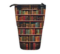 YQxwJL Library Bookshelf - Astuccio telescopico per matite, portapenne, grazioso astuccio per adulti, Nero, Taglia unica, Stampe alla moda