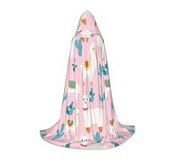 YQxwJL Llama Cactus Stampa Carnevale Mantello con cappuccio a lunghezza intera per adolescenti, mantello lungo e caldo costume da strega vampiro strega