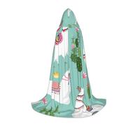 YQxwJL Llama tropicale alpaca, cactus, fiore, stampa, carnevale, lunghezza intera, mantello con cappuccio per adolescenti, mantello lungo e caldo, costume da strega vampiro
