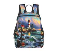 YQxwJL Lodge Bear - Zaino leggero con stampa di cervi, borsa da viaggio per università, zaino per computer portatile per uomo e donna, Dipinto con diamanti a forma di faro, Taglia unica
