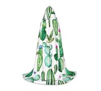 YQxwJL Mantello con cappuccio a lunghezza intera con stampa tropicale di cactus e fiori, per adolescenti, mantello lungo e caldo, costume da strega da vampiro