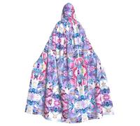 YQxwJL Mantello con cappuccio colorato con stampa farfalla per adulti mantello lungo unisex costume per strega cosplay festa in maschera