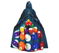 YQxwJL Mantello con cappuccio con stampa da biliardo, per adulti, costume lungo unisex per strega, cosplay, feste in maschera