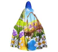 YQxwJL Mantello con cappuccio con stampa Happy Easter per adulti, costume lungo unisex per strega, cosplay, feste in maschera