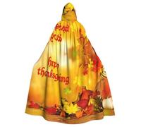 YQxwJL Mantello con cappuccio con stampa Happy Thanksgiving Mantello per Halloween lungo unisex costume per strega cosplay festa in maschera