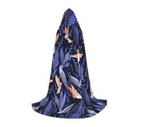 YQxwJL Mantello lungo blu e arancione con stampa uccellino per adolescenti con cappuccio, costume del mantello di carnevale per feste di gioventù Cosplay Dress Up