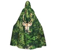YQxwJL Mantello lungo con cappuccio con stampa di cervo nel bosco, mantello lungo per cosplay, feste di carnevale di Natale