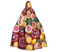 YQxwJL Mantello lungo con cappuccio con stampa di immagini di frutta, mantello lungo per cosplay per feste di carnevale di Natale