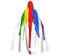 YQxwJL Mantello lungo con cappuccio e stampa con schizzi di vernice, per cosplay, Natale, carnevale, feste in costume