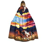 YQxwJL Mantello lungo con stampa di cavalli che corrono a lunghezza intera, mantello lungo per cosplay per feste di carnevale di Natale