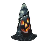 YQxwJL Mantello lungo con stampa di lanterna di zucca per adolescenti con cappuccio, mantello di carnevale per feste giovanili Cosplay Dress Up