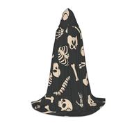 YQxwJL Mantello lungo con stampa scheletro per adolescenti con cappuccio, costume da mantello di carnevale per feste giovanili Cosplay Dress Up