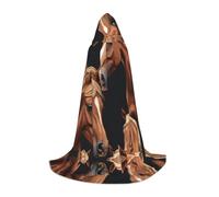 YQxwJL Mantello marrone con stampa di cavallo per adolescenti con cappuccio lungo unisex mantello costume per feste in maschera giochi di ruolo