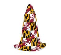 YQxwJL Maryland State Flag Print Carnevale a lunghezza intera con cappuccio mantello per adolescenti, mantello lungo e caldo costume da strega strega vampiro