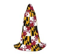 YQxwJL Maryland State Flag Print Carnevale a lunghezza intera con cappuccio mantello per adolescenti, mantello lungo e caldo costume da strega strega vampiro