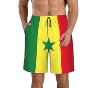YQxwJL Pantaloncini da bagno da uomo con stampa della bandiera del Senegal, con elastico in vita, con coulisse, per l'estate e la spiaggia, ad, bianco, Medium