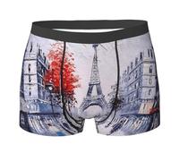YQxwJL Paris City Tree Torre Eiffel Art Print Essentials - Boxer da uomo, comodi e morbidi, elastici, Nero , L