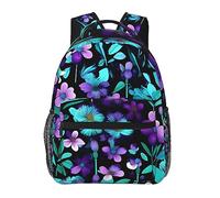 YQxwJL Piccola bandiera canadese stampa zaino per laptop elegante borsa per libri università zaino da viaggio borsa da lavoro aziendale per uomo donna, Fiore viola e foglia di tè, One Size