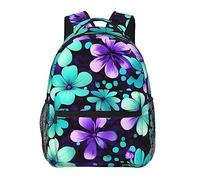 YQxwJL Piccola bandiera canadese stampa zaino per laptop elegante borsa per libri università zaino da viaggio borsa da lavoro aziendale per uomo donna, Fiori viola e foglia di tè, One Size