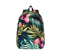 YQxwJL Ricamo Ucraino Stile Stampa Rosa Tela Laptop Zaino Outdoor Casual Borsa Da Viaggio Zaino Libro Borsa Per Uomini Donne, Foglie di palma del fiore hawaiano estivo tropicale, M