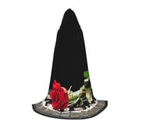 YQxwJL Rosa rossa su pianoforte stampa lunga mantello per adolescenti con cappuccio veste, mantello di carnevale per festa giovanile cosplay vestire