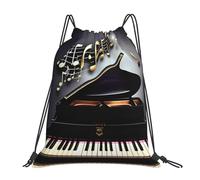 YQxwJL Sacco da nuoto per adulti borsa da palestra con coulisse stampa pianoforte borsa sportiva impermeabile uomo donna bianco taglia unica compatta bianca taglia unica bianca One Size Compact