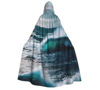 YQxwJL Scenic acqua di mare stampa Halloween con cappuccio veste mantello per adulti uomini donne mago cavaliere vampiro costume mantello fantasia