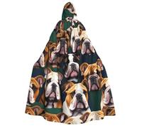 YQxwJL Simpatico mantello con cappuccio per Halloween, con stampa bulldog inglese, per adulti, uomini, donne, mago, cavaliere, vampiro, costume