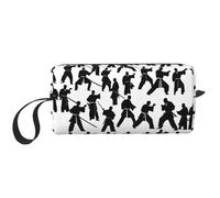 YQxwJL Trousse da viaggio con stampa di sagome di arti marziali, idea regalo per donna, borsa per il trucco portatile, per donne, madri e sorelle, bianco, Taglia unica