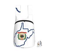 YQxwJL West Virginia State Flag Map Print Ultra Light Folding Daypack, zaino portatile pieghevole per attività all'aperto per lo shopping quotidiano