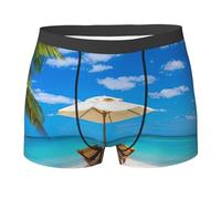 YQxwJL White Beach Tropical Sea Print Essentials Mens Underwear Boxer Briefs, comodo e morbido intimo elastico pantaloncini da uomo, Nero , L