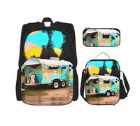 YQxwJL Zaino 3 in 1 set di borse per libri, zaini da viaggio casual, con stampa a pois neri, con astuccio, borsa per il pranzo, Mi rendi felice Camper, One size