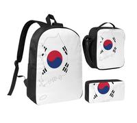YQxwJL Zaino con stampa della mappa della Repubblica di Corea, 3 pezzi, con portapranzo, astuccio per il pranzo, set per viaggi, lavoro, campeggio, unisex