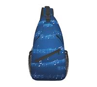 YQxwJL Zaino elegante a fionda con stampa di procione di cartone animato, borsa a tracolla, borsa sul petto, per escursioni, viaggi e affari, Note musicali blu, One Size, Per lo sport
