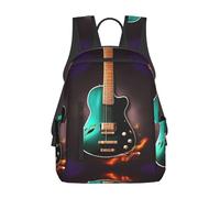 YQxwJL Zaino leggero con motivo infermiere con stampa viola, borsa da viaggio per libri università, zaino per laptop per uomini e donne, Musica Green Guitar, One Size