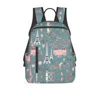 YQxwJL Zaino leggero con stampa mappa del mondo rust, borsa da viaggio borsa college, zaino per computer portatile per uomo donna, Romantica Parigi Torre Eiffel In Bicicletta, One Size