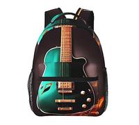 YQxwJL Zaino per laptop con stampa viola con motivo infermiere elegante borsa per libri zaino da college zaino da viaggio borsa da lavoro per uomo donna, Musica Green Guitar, One Size