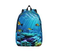 YQxwJL Zaino per laptop in tela con stampa cervi di bellezza, borsa da viaggio casual all'aperto, zaino da diario, zaino per libri per uomini e donne, Paesaggio Sottomarino Tranquillo, S