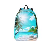 YQxwJL Zaino per laptop in tela con stampa cervi di bellezza, borsa da viaggio casual all'aperto, zaino da diario, zaino per libri per uomini e donne, Tema Tropicale del mare, S