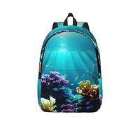 YQxwJL Zaino per laptop in tela con stampa cervi di bellezza, borsa da viaggio casual all'aperto, zaino da diario, zaino per libri per uomini e donne, paesaggio sottomarino, M