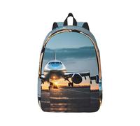 YQxwJL Zaino per laptop in tela con stampa cervi di bellezza, borsa da viaggio casual all'aperto, zaino da diario, zaino per libri per uomini e donne, Aereo Alla Luce Del Pomeriggio, M