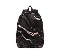 YQxwJL Zaino per laptop in tela con stampa di molti zombie, borsa da viaggio casual all'aperto, zaino da diario, zaino da libro per uomini e donne, Nero Oro Rosa Marmo, M