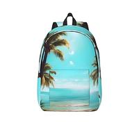 YQxwJL Zaino per laptop in tela con stampa di palme e mari chiari, borsa da viaggio casual all'aperto, zaino da diario, borsa da libro per uomini e donne, Palme e mari, S