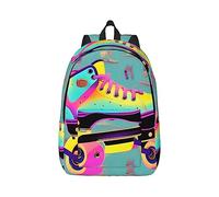 YQxwJL Zaino per laptop in tela con stampa di palme e mari chiari, borsa da viaggio casual all'aperto, zaino da diario, borsa da libro per uomini e donne, Pattini a rotelle colorati, M