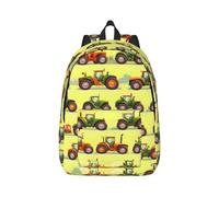 YQxwJL Zaino per laptop in tela con stampa di palme e mari chiari, borsa da viaggio casual all'aperto, zaino da diario, borsa da libro per uomini e donne, Green Fields Macchine agricole, S