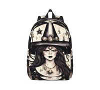 YQxwJL Zaino per laptop in tela con stampa floreale in bianco e nero, borsa da viaggio casual all'aperto, zaino da diario, zaino da libro per uomini e donne, Stregoneria Magica Boemia, S